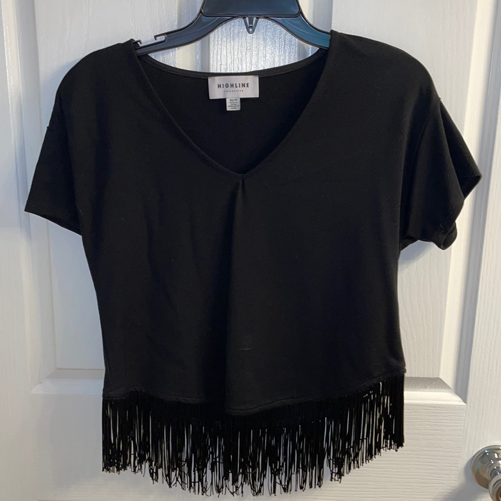 Black Fringe Top